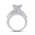 14K White Gold Princess Diamond Cluster Bridal Wedding Engagement Ring 3 Cttw - Splendid Jewellery