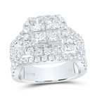 14K White Gold Princess Diamond Cluster Bridal Wedding Engagement Ring 3 Cttw - Splendid Jewellery