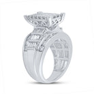 14K White Gold Princess Diamond Cluster Bridal Wedding Engagement Ring 3 Cttw - Splendid Jewellery