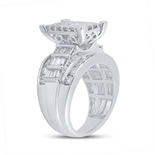 Load image into Gallery viewer, 14K White Gold Princess Diamond Cluster Bridal Wedding Engagement Ring 3 Cttw - Splendid Jewellery