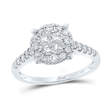 Load image into Gallery viewer, 14K White Gold Princess Diamond Cluster Bridal Wedding Engagement Ring 3/4 Cttw - Splendid Jewellery