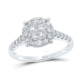 14K White Gold Princess Diamond Cluster Bridal Wedding Engagement Ring 3/4 Cttw - Splendid Jewellery