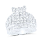 14K White Gold Princess Diamond Cluster Bridal Wedding Engagement Ring 4.0 Cttw - Splendid Jewellery