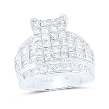 Load image into Gallery viewer, 14K White Gold Princess Diamond Cluster Bridal Wedding Engagement Ring 4.0 Cttw - Splendid Jewellery