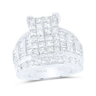 14K White Gold Princess Diamond Cluster Bridal Wedding Engagement Ring 4.0 Cttw - Splendid Jewellery