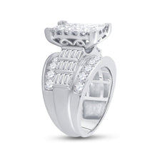 Load image into Gallery viewer, 14K White Gold Princess Diamond Cluster Bridal Wedding Engagement Ring 4.0 Cttw - Splendid Jewellery