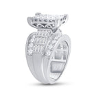 14K White Gold Princess Diamond Cluster Bridal Wedding Engagement Ring 4.0 Cttw - Splendid Jewellery