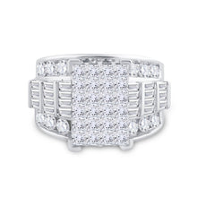 Load image into Gallery viewer, 14K White Gold Princess Diamond Cluster Bridal Wedding Engagement Ring 4.0 Cttw - Splendid Jewellery