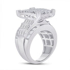 14K White Gold Princess Diamond Cluster Bridal Wedding Engagement Ring 5 Cttw - Splendid Jewellery