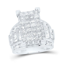 Load image into Gallery viewer, 14K White Gold Princess Diamond Cluster Bridal Wedding Engagement Ring 5 Cttw - Splendid Jewellery