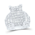 14K White Gold Princess Diamond Cluster Bridal Wedding Engagement Ring 5 Cttw - Splendid Jewellery