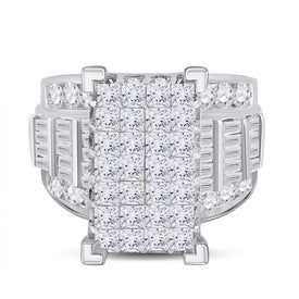 14K White Gold Princess Diamond Cluster Bridal Wedding Engagement Ring 5 Cttw - Splendid Jewellery