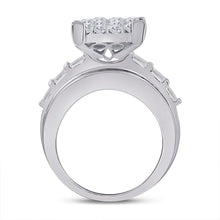 Load image into Gallery viewer, 14K White Gold Princess Diamond Cluster Bridal Wedding Engagement Ring 5 Cttw - Splendid Jewellery