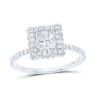 14K White Gold Princess Diamond Engagement Single Halo Ring 1 5/8 Cttw - Splendid Jewellery
