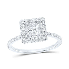 Load image into Gallery viewer, 14K White Gold Princess Diamond Engagement Single Halo Ring 1 5/8 Cttw - Splendid Jewellery