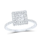 14K White Gold Princess Diamond Engagement Single Halo Ring 1 5/8 Cttw - Splendid Jewellery