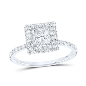 14K White Gold Princess Diamond Engagement Single Halo Ring 1 5/8 Cttw - Splendid Jewellery