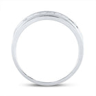 14K White Gold Princess Diamond Men's Princess Single Row Channel Set Wedding Band 1/2 Cttw - Splendid Jewellery