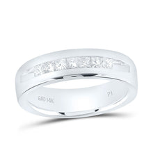 Load image into Gallery viewer, 14K White Gold Princess Diamond Men's Princess Single Row Channel Set Wedding Band 1/2 Cttw - Splendid Jewellery