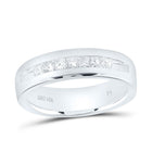 14K White Gold Princess Diamond Men's Princess Single Row Channel Set Wedding Band 1/2 Cttw - Splendid Jewellery