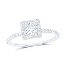 14K White Gold Princess Diamond Single Halo Engagement Ring 7/8 Cttw - Splendid Jewellery