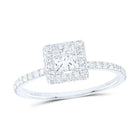 14K White Gold Princess Diamond Single Halo Engagement Ring 7/8 Cttw - Splendid Jewellery