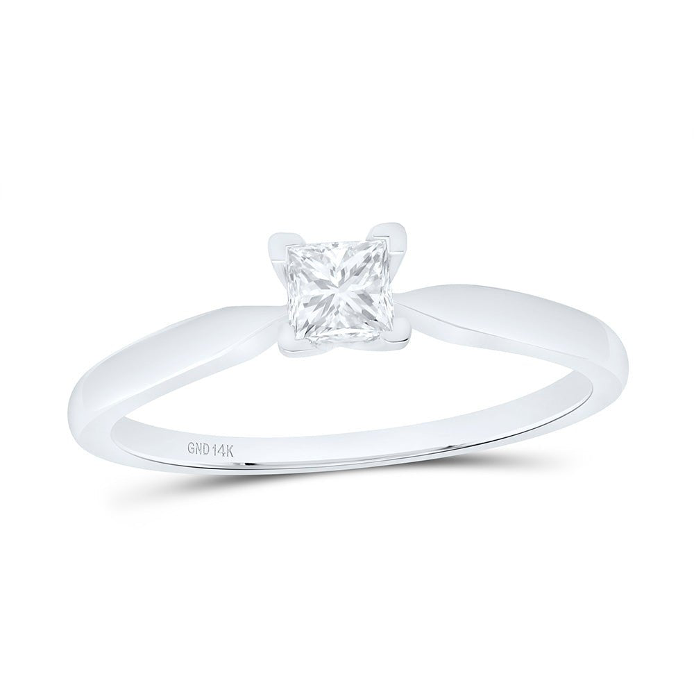 14K White Gold Princess Diamond Solitaire Bridal Wedding Engagement Ring 1/4 Cttw - Splendid Jewellery