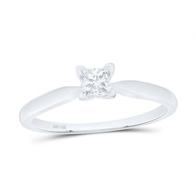 14K White Gold Princess Diamond Solitaire Bridal Wedding Engagement Ring 1/4 Cttw - Splendid Jewellery