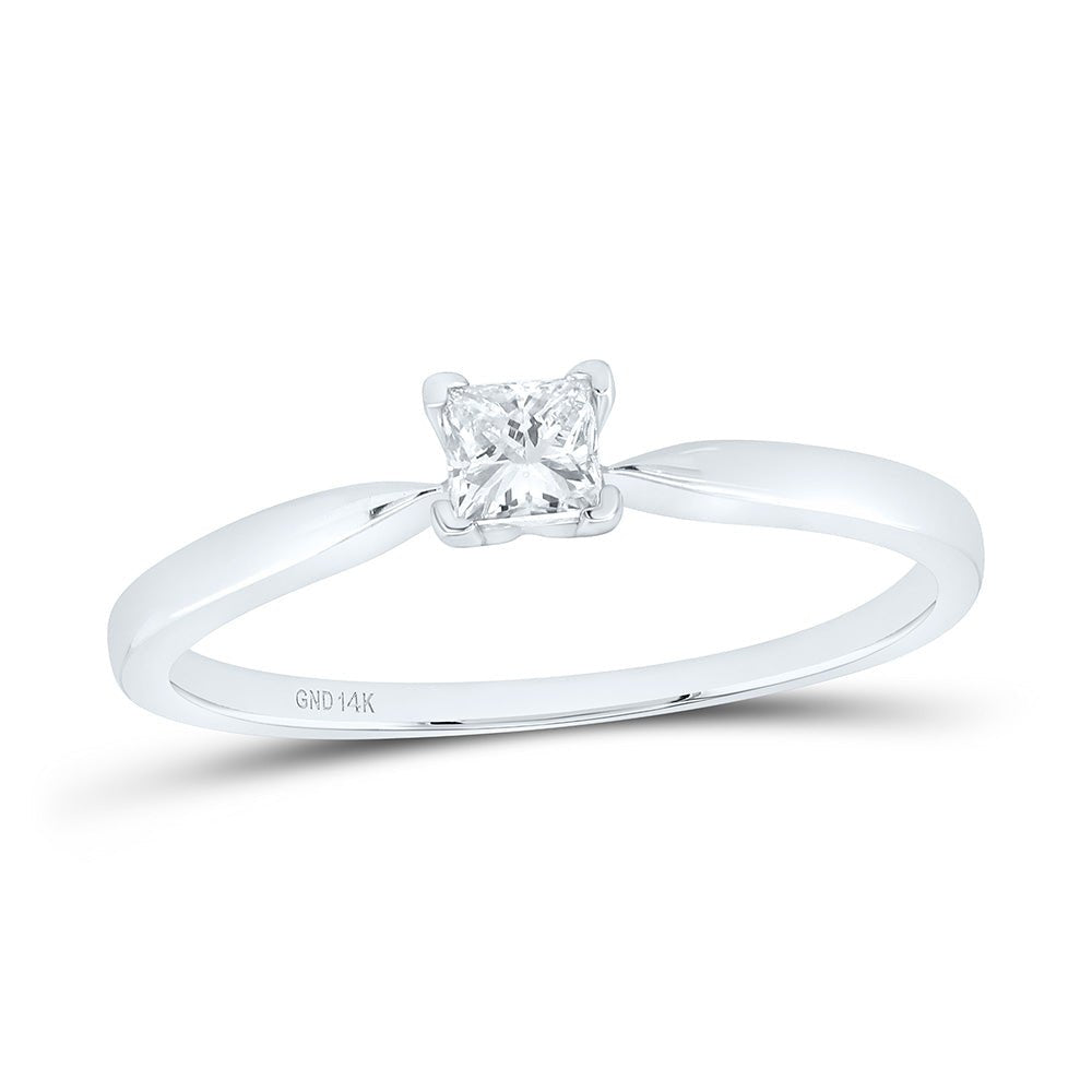 14K White Gold Princess Diamond Solitaire Bridal Wedding Engagement Ring 1/4 Cttw - Splendid Jewellery