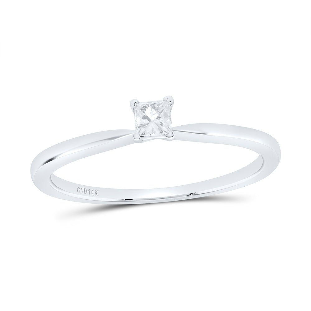 14K White Gold Princess Diamond Solitaire Bridal Wedding Engagement Ring 1/6 Cttw - Splendid Jewellery