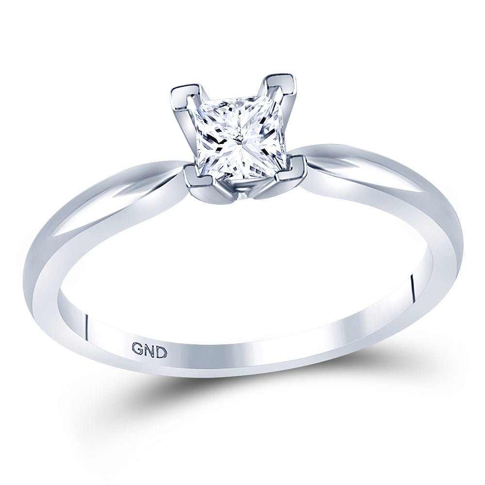 14K White Gold Princess Diamond Solitaire Bridal Wedding Engagement Ring 3/8 Cttw - Splendid Jewellery