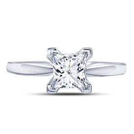 14K White Gold Princess Diamond Solitaire Certified Bridal Wedding Engagement Ring 1 Cttw - Splendid Jewellery