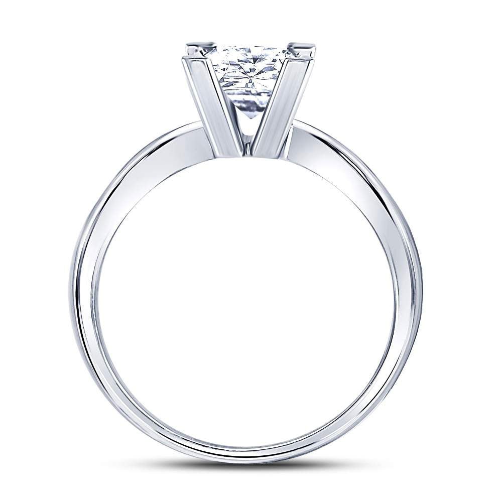 14K White Gold Princess Diamond Solitaire Certified Bridal Wedding Engagement Ring 1 Cttw - Splendid Jewellery