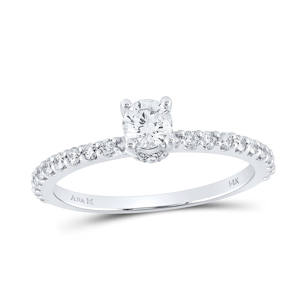 14K White Gold Round Diamond Engagement Ring 5/8 Cttw - Splendid Jewellery