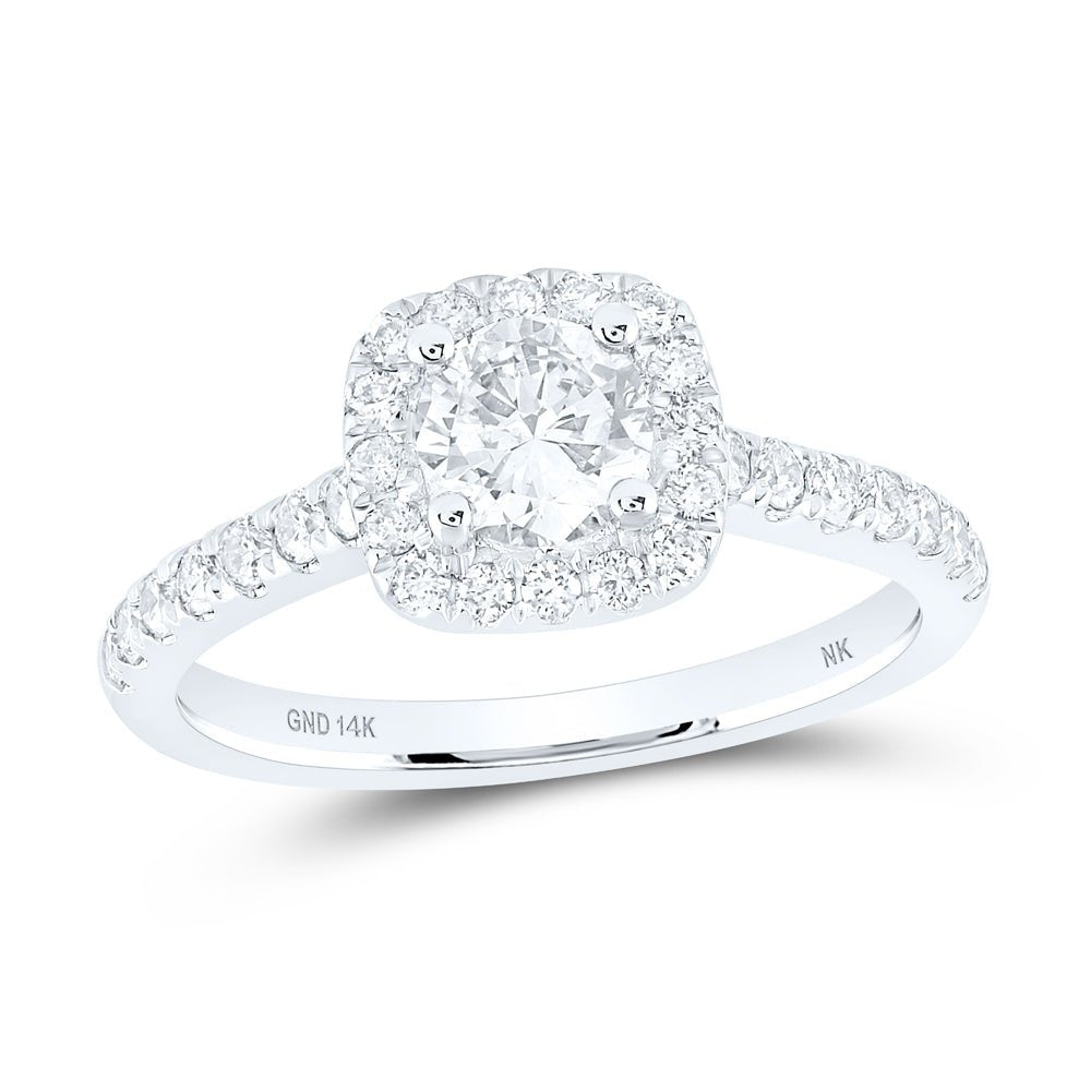 14K White Gold Round Diamond Engagement Single Halo 11/3 Cttw - Splendid Jewellery