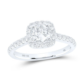 14K White Gold Round Diamond Engagement Single Halo 11/3 Cttw - Splendid Jewellery