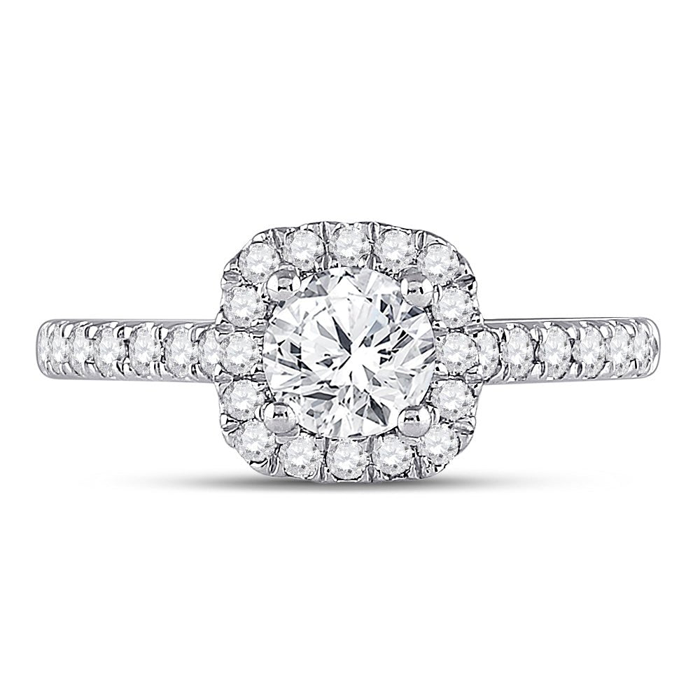14K White Gold Round Diamond Engagement Single Halo 11/3 Cttw - Splendid Jewellery