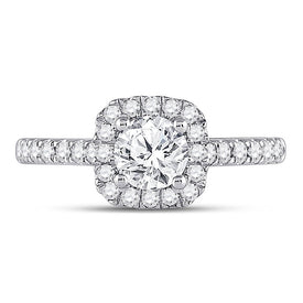 14K White Gold Round Diamond Engagement Single Halo 11/3 Cttw - Splendid Jewellery