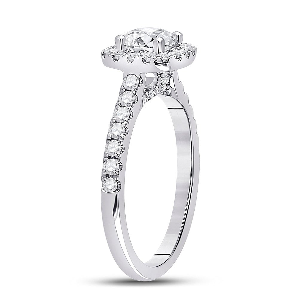 14K White Gold Round Diamond Engagement Single Halo 11/3 Cttw - Splendid Jewellery