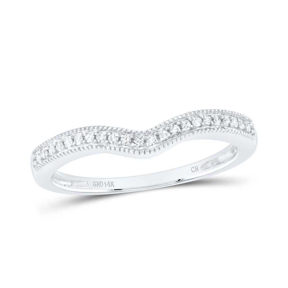 14K White Gold Round Diamond Enhancer Band 1/12 Cttw - Splendid Jewellery