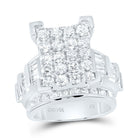 14K White Gold Round Diamond Fashion Emerald Ring 4 Cttw - Splendid Jewellery
