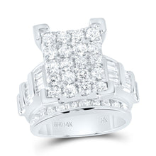 Load image into Gallery viewer, 14K White Gold Round Diamond Fashion Emerald Ring 4 Cttw - Splendid Jewellery