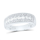 14K White Gold Round Diamond Fashion Mens Band 1 Cttw - Splendid Jewellery