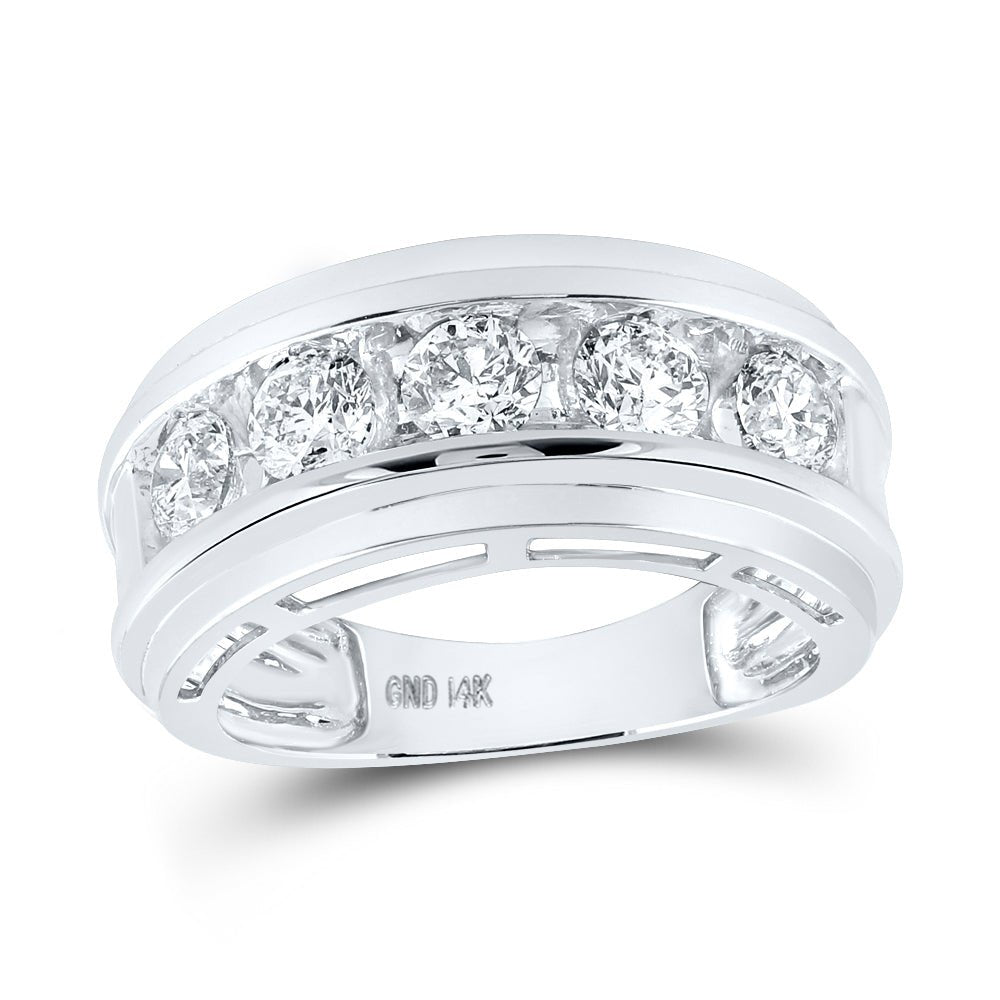 14K White Gold Round Diamond Fashion Men's Band 2 Cttw - Splendid Jewellery
