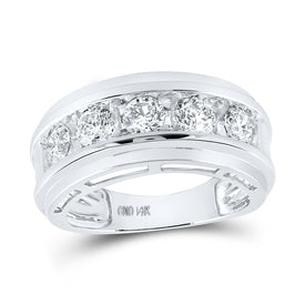 14K White Gold Round Diamond Fashion Men's Band 2 Cttw - Splendid Jewellery