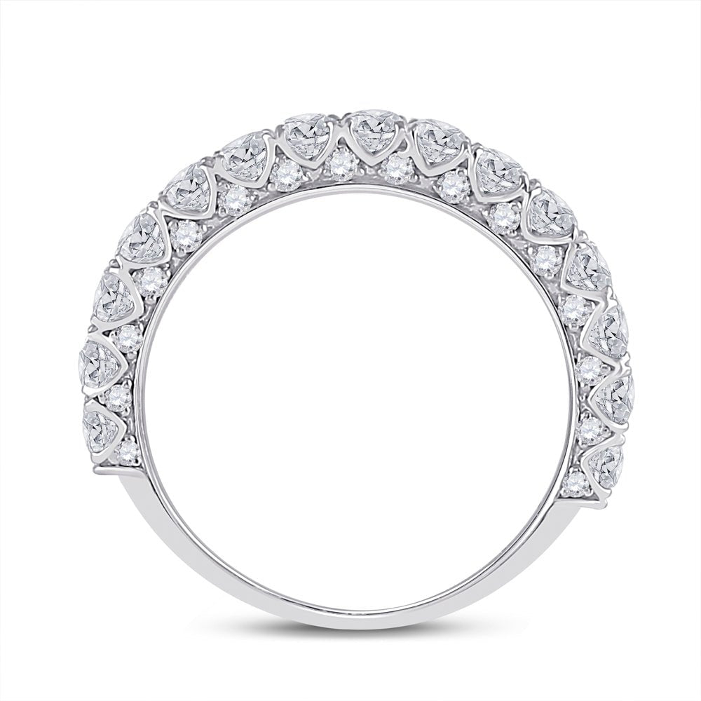 14K White Gold Round Diamond Fashion Women's Band 1 1/2 Cttw - Splendid Jewellery