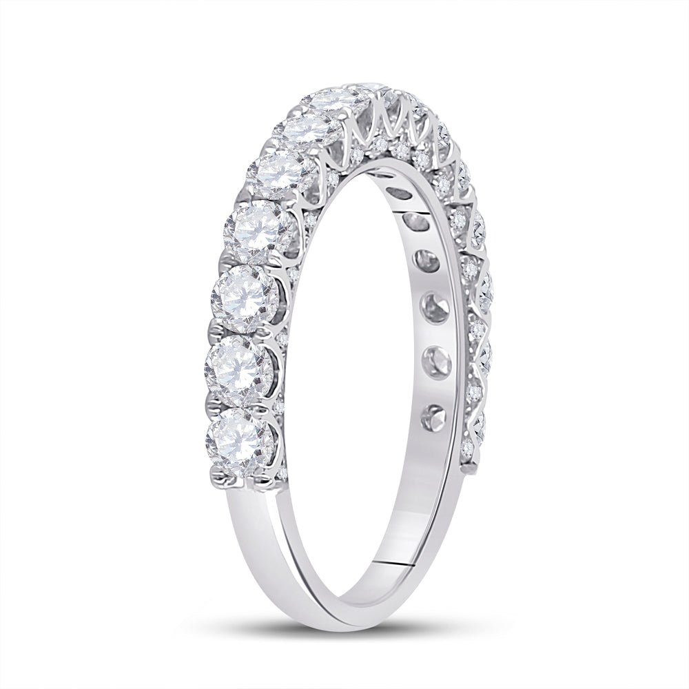 14K White Gold Round Diamond Fashion Women's Band 1 1/2 Cttw - Splendid Jewellery