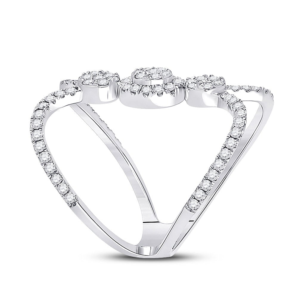 14K White Gold Round Diamond Fashion Women's Band 7/8 Cttw - Splendid Jewellery