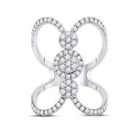 14K White Gold Round Diamond Fashion Women's Band 7/8 Cttw - Splendid Jewellery
