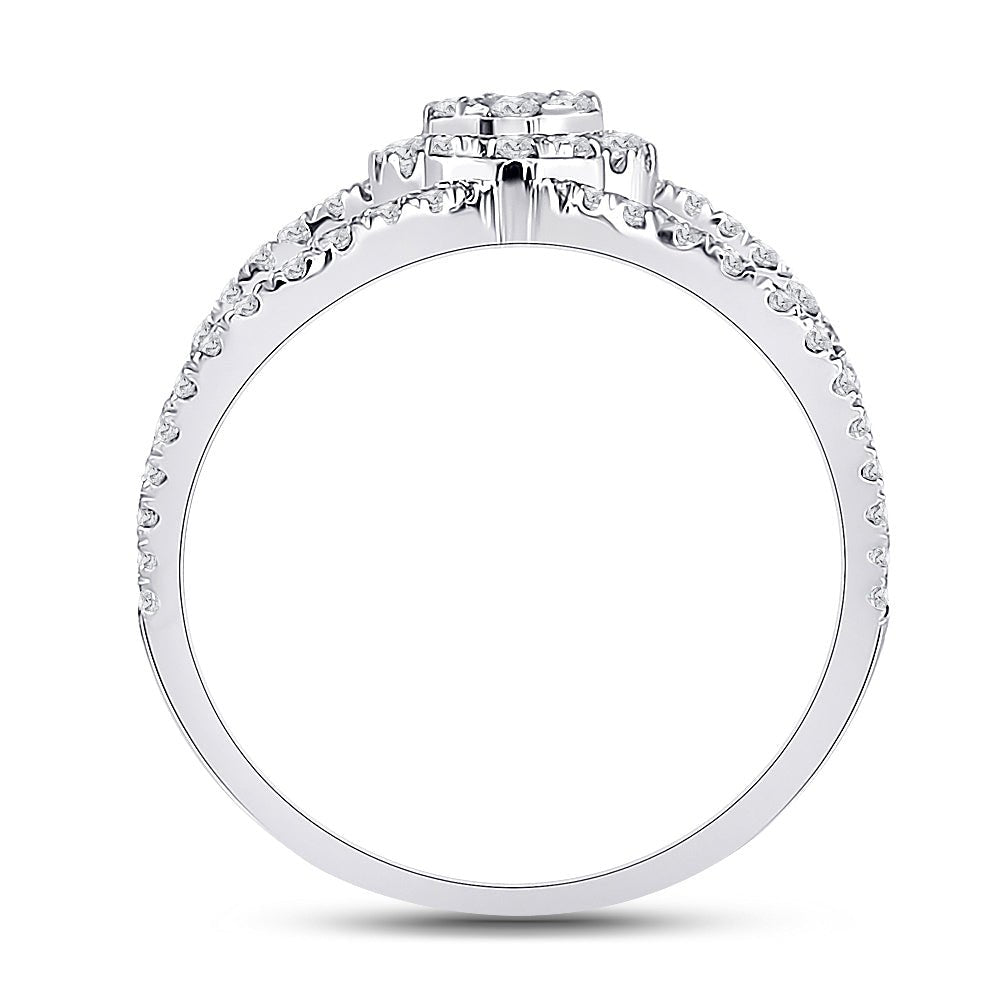 14K White Gold Round Diamond Fashion Women's Band 7/8 Cttw - Splendid Jewellery